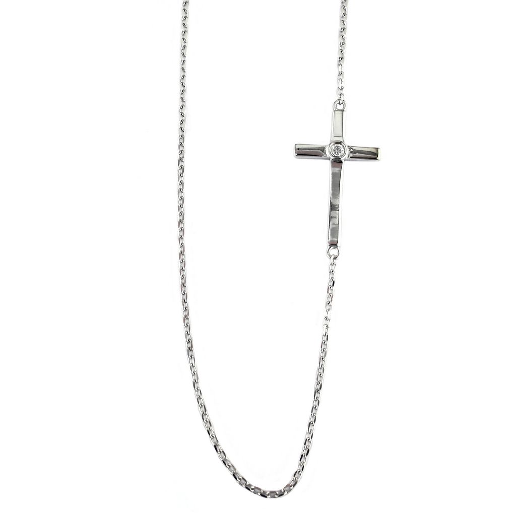 Polished Sterling Silver Necklace with Natural Diamond (0.04 ct)