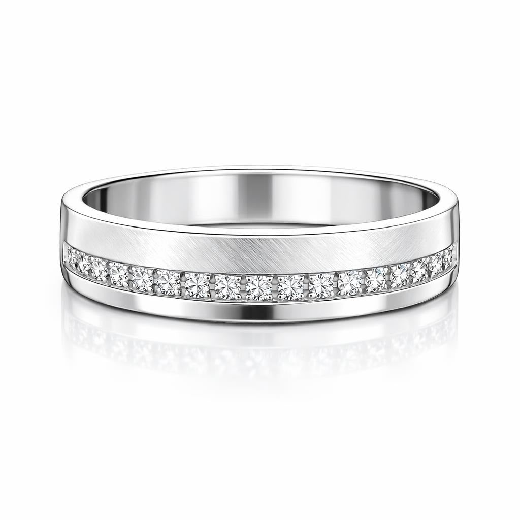 10 Karat White Gold Cross-Satin Wedding Band