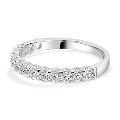 14K White Gold Fancy Oval Shape Diamond Wedding Band - 0.70 Carat