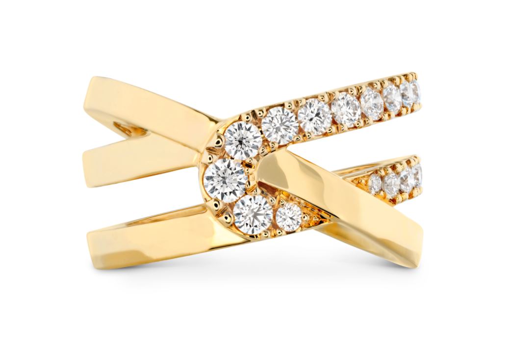 18K Yellow Gold Ring with Optima Wrap Design featuring a 0.69 Carat Natural Diamond
