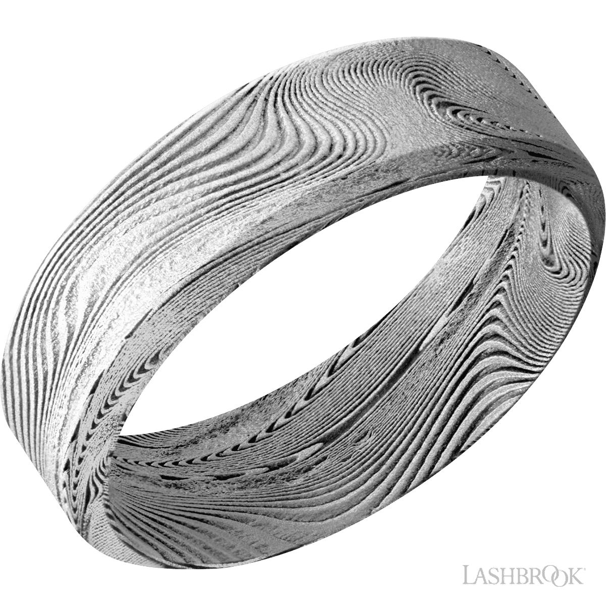 Damascus Steel Wedding Band with Bvld Bead Finish Tightweave Sz 10