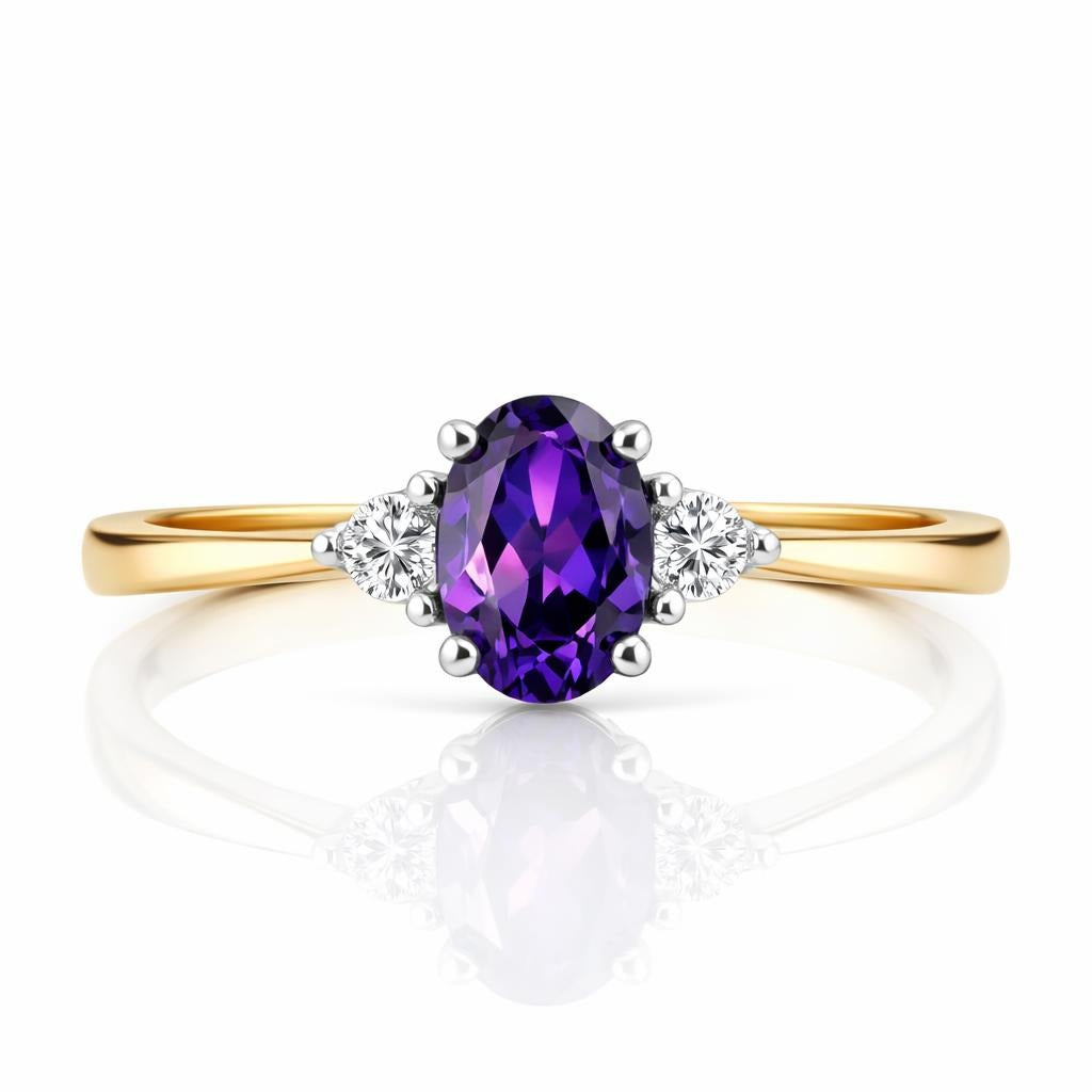 Elegant 10TT Ring with Amethyst and Diamonds