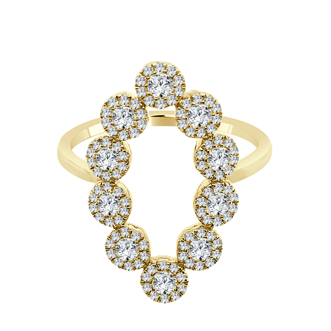 14K Yellow Gold Marquise Open Ring with 0.72 Carat Natural Diamond