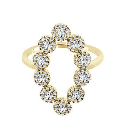 14K Yellow Gold Marquise Open Ring with 0.72 Carat Natural Diamond