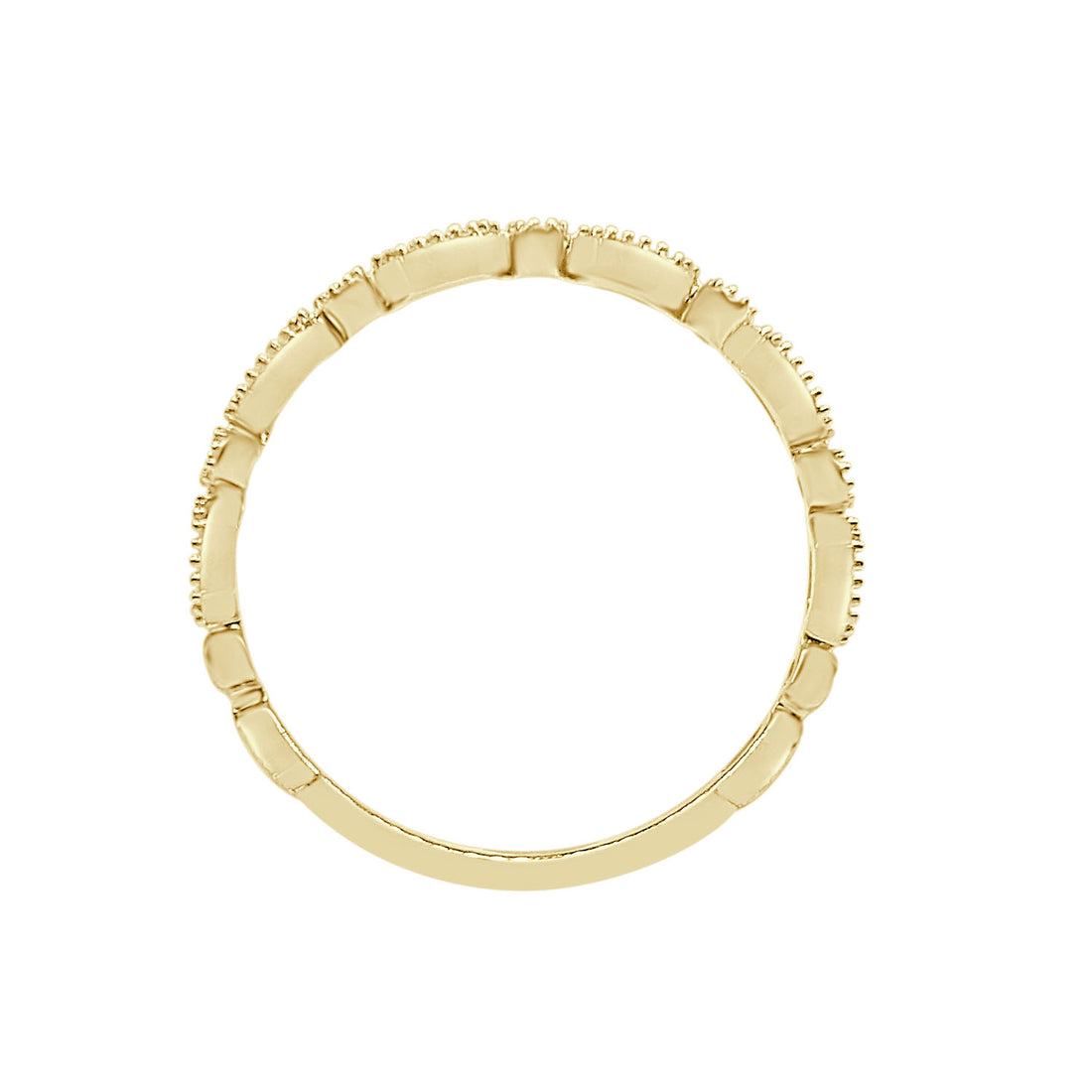18K Yellow Gold Wedding Band with Rd/Hex Milgrain and 0.09 ct Natural Diamond