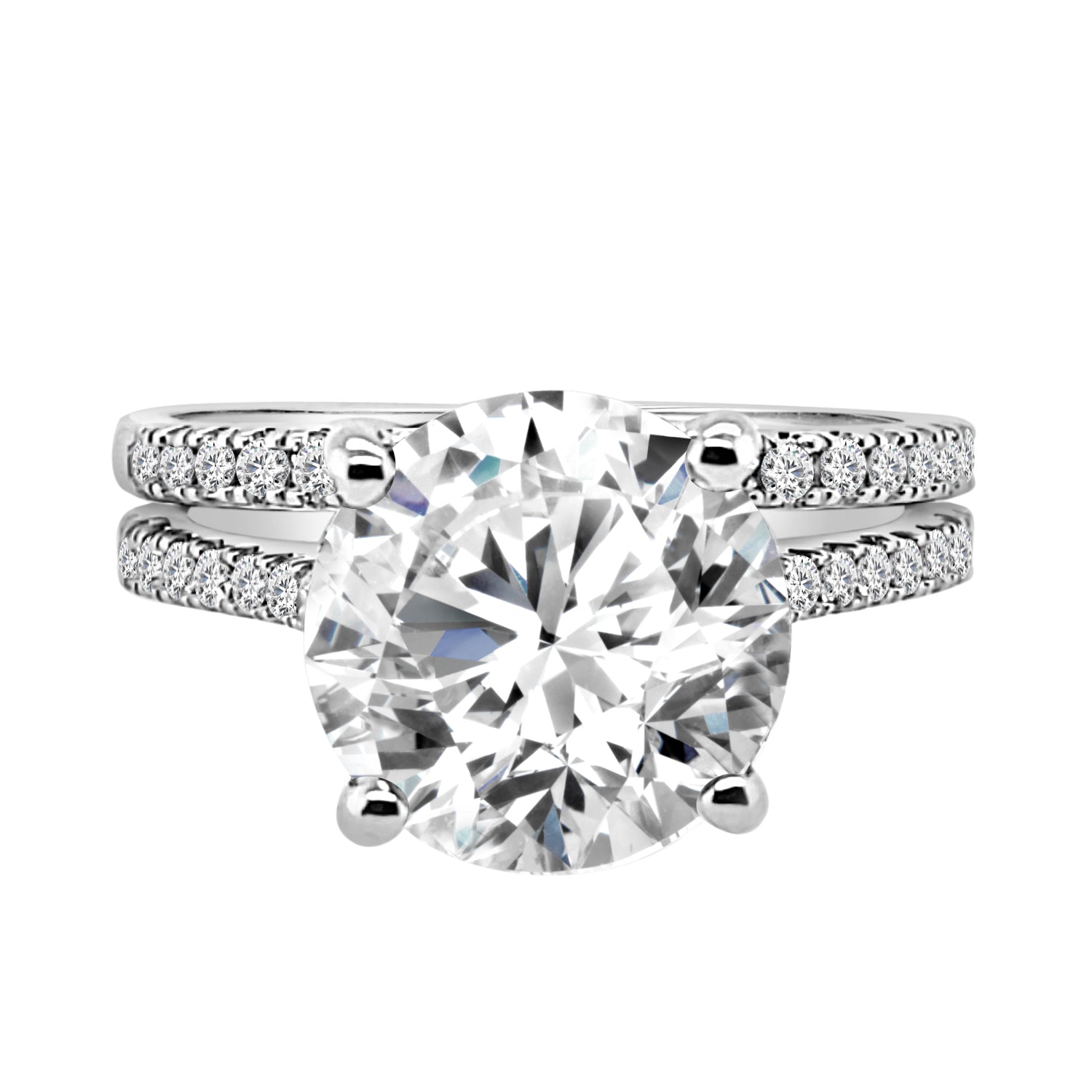 14K White Gold Lab Diamond Round Shape Engagement Ring - 4.01 Carat