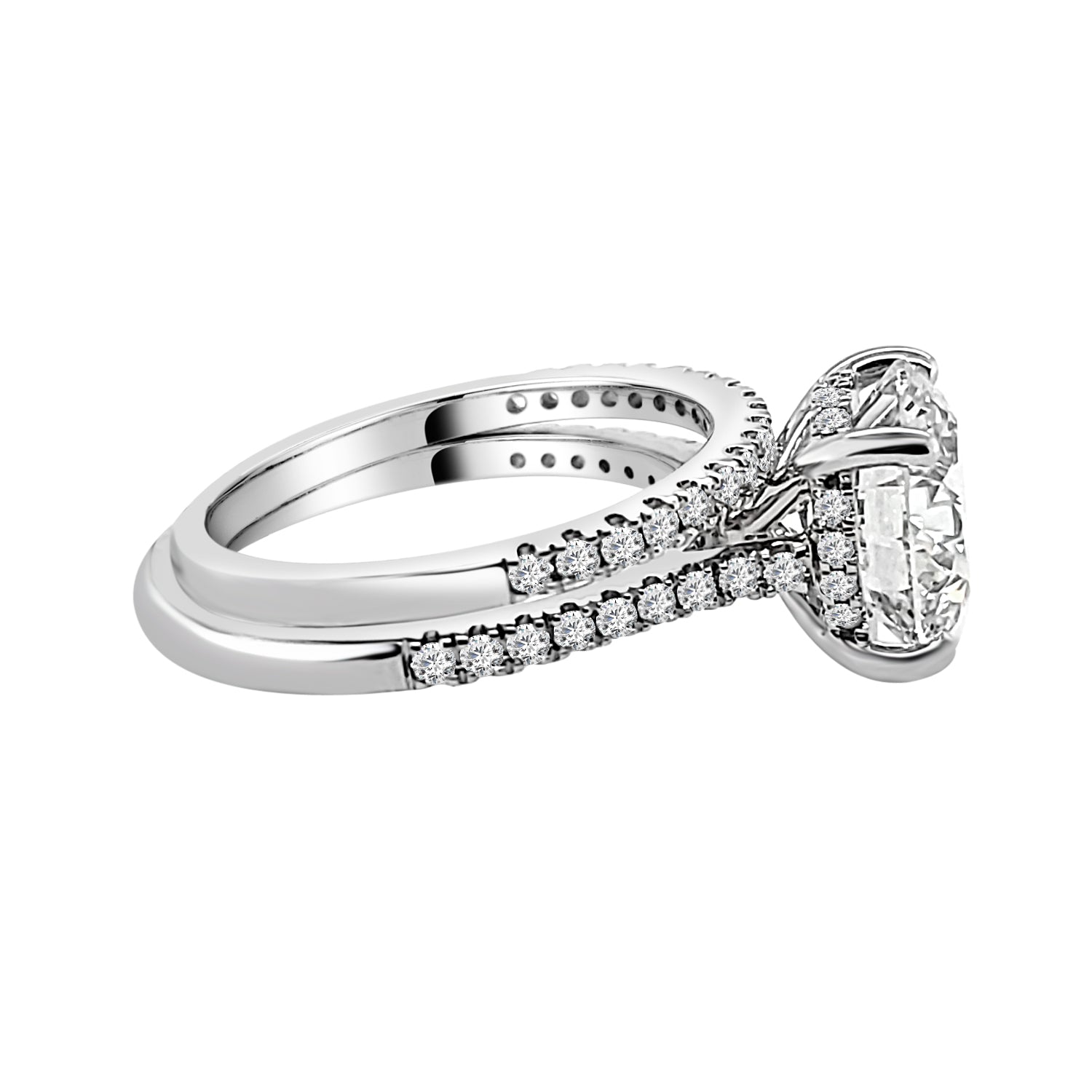 14K White Gold Lab Diamond Round Shape Engagement Ring - 4.01 Carat