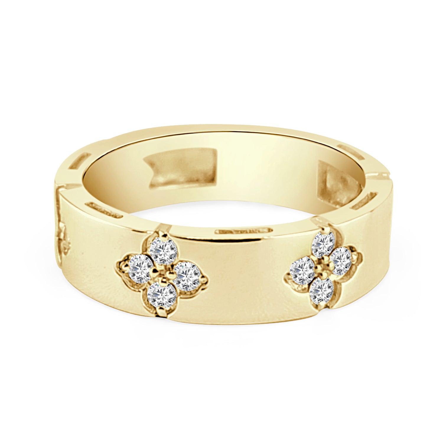 Clover Shape 14K Yellow Gold Ring with Natural Diamond 0.43 ct
