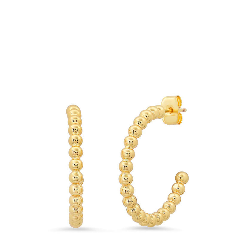 Golden Glow Beaded Earrings: Gold Plated Sterling Silver