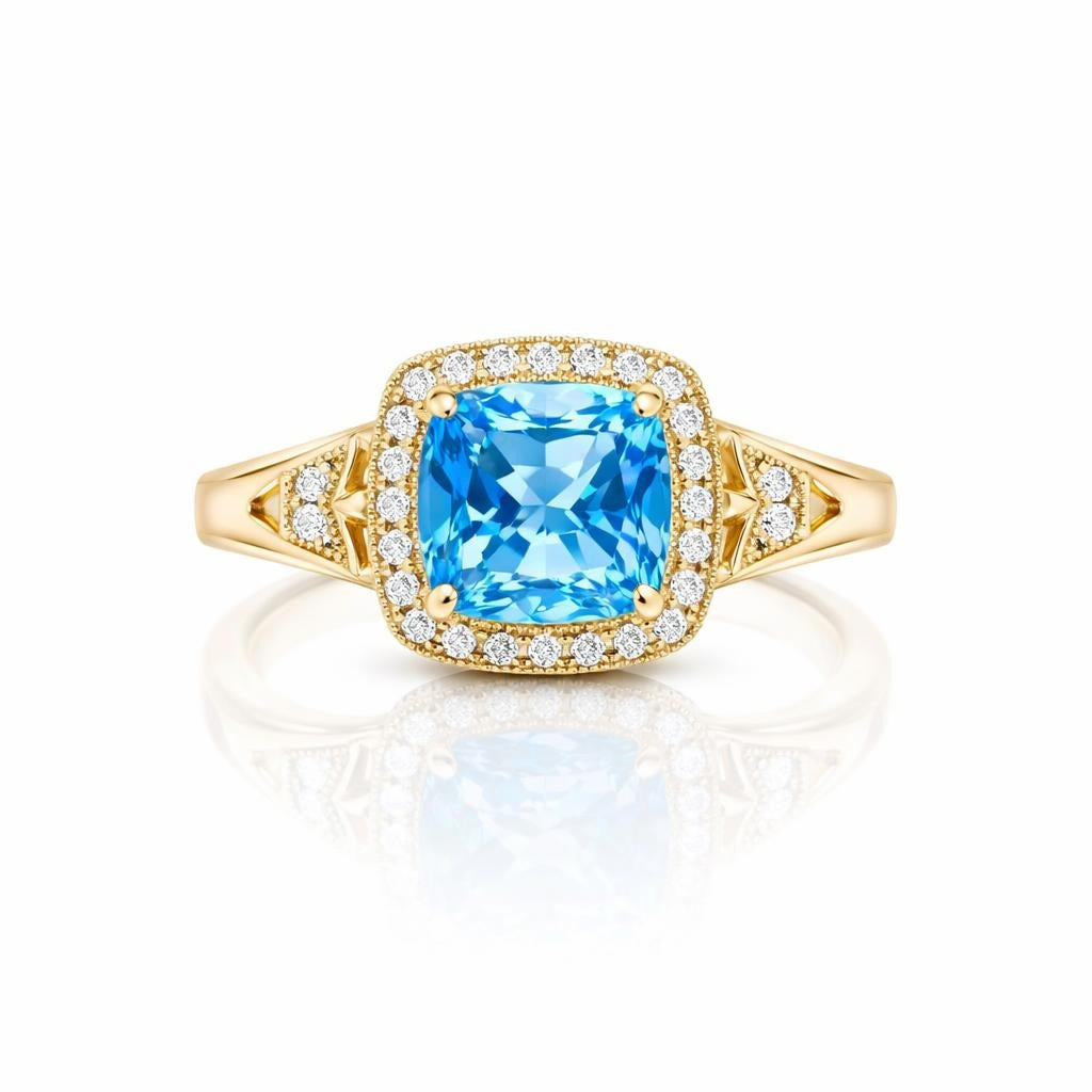 Halo Split Shank Ring in 10 Karat Yellow Gold