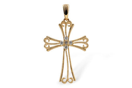 14K Yellow Gold Milgrain Pendant Necklace with 0.05 ct Natural Diamond