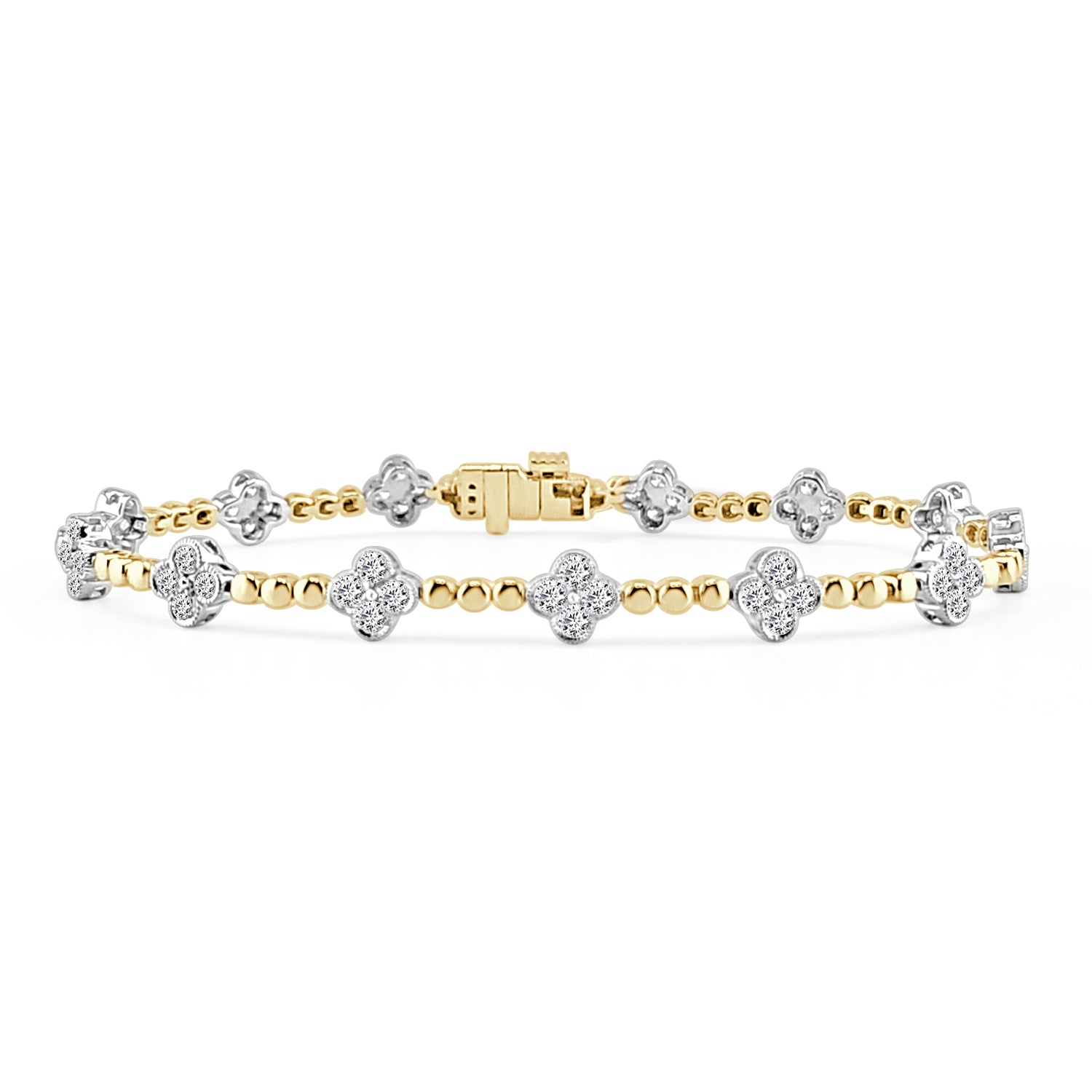 14 Karat Two-Tone Bracelet with 1.78 Carat Natural Diamond Accent