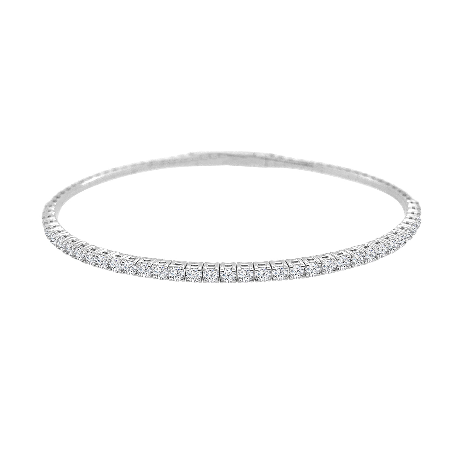 14 Karat White Gold Flex Bangle Bracelet with Natural Diamond 0.96 Carats
