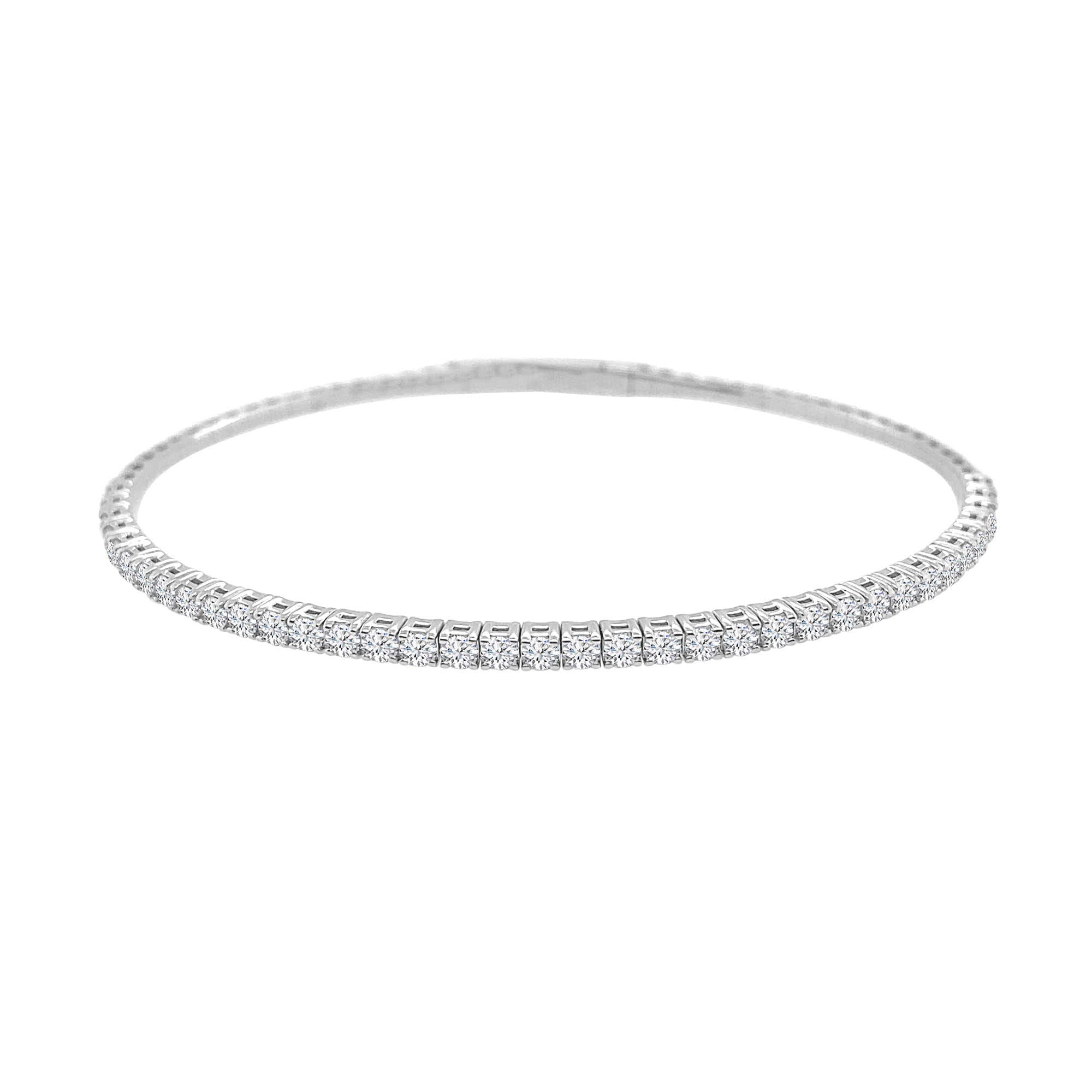 14 Karat White Gold Flex Bangle Bracelet with Natural Diamond 0.96 Carats