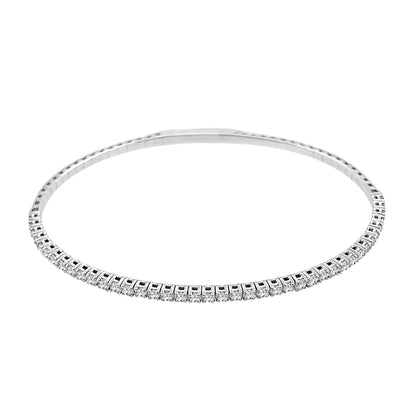 14 Karat White Gold Flex Bangle Bracelet with Natural Diamond 0.96 Carats