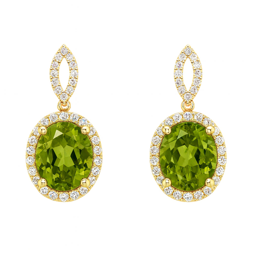 14 Karat Yellow Gold Halo Earrings