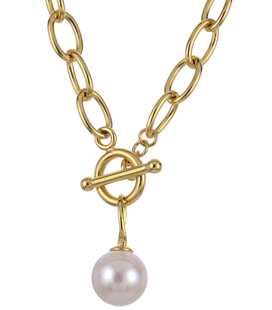 Sterling Silver Pearl Toggle Necklace