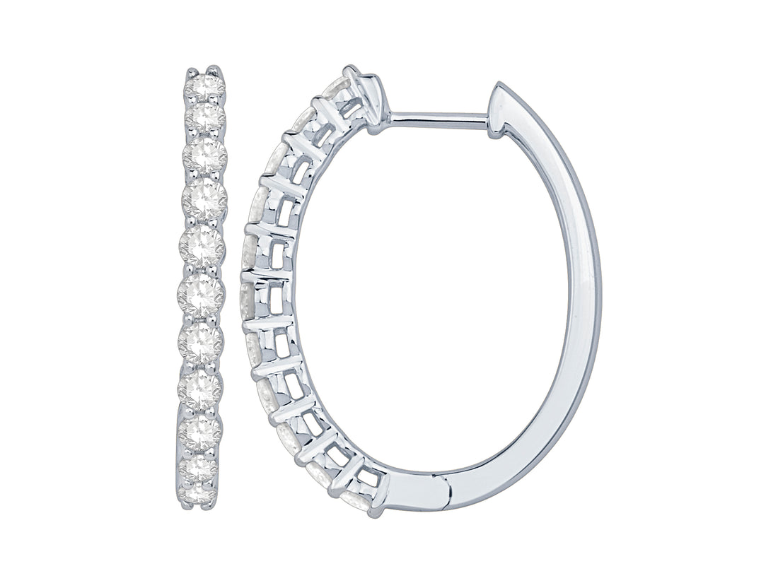 14 Karat White Gold Long Oval Earrings