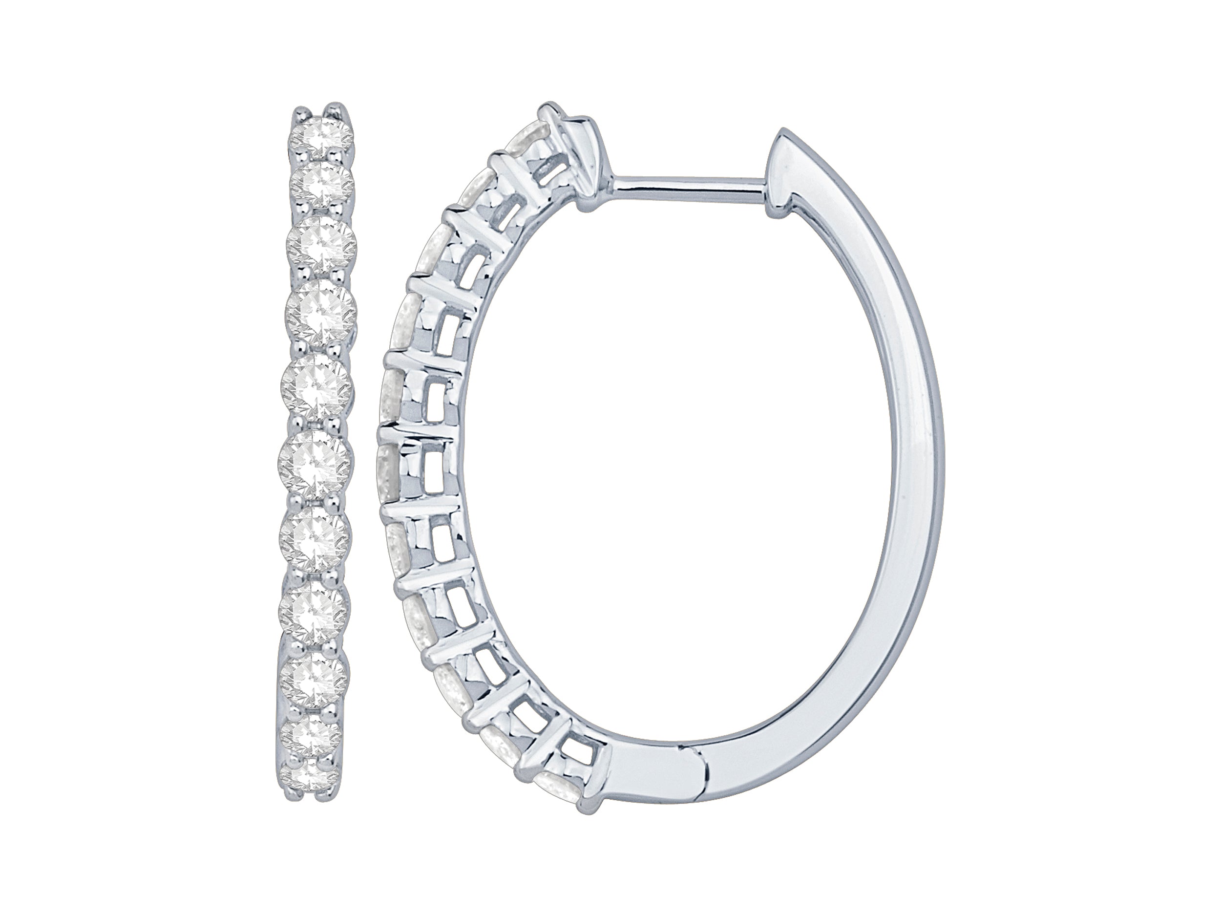 14 Karat White Gold Long Oval Earrings