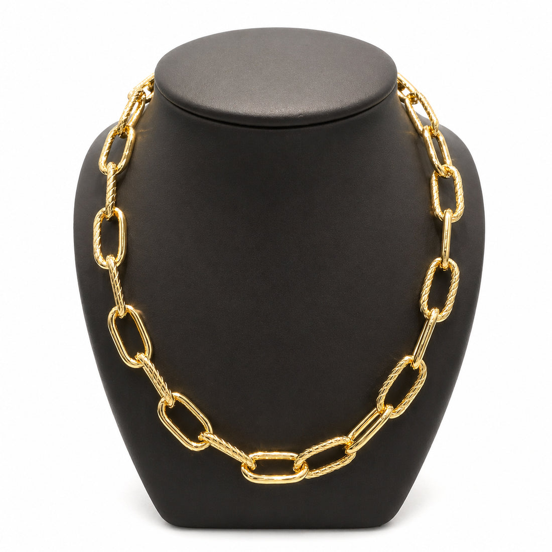 Golden Elegance: Hollow Link Necklace in Gold Plated Sterling Silver