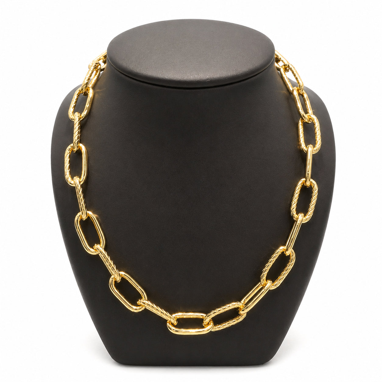 Golden Elegance: Hollow Link Necklace in Gold Plated Sterling Silver