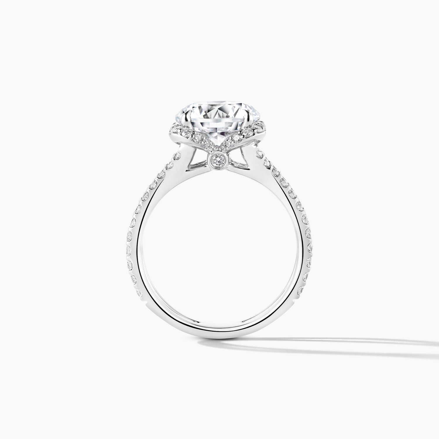 Platinum Floral Halo Double Row Diamond Engagement Ring - Round Cut 2.00 Carat