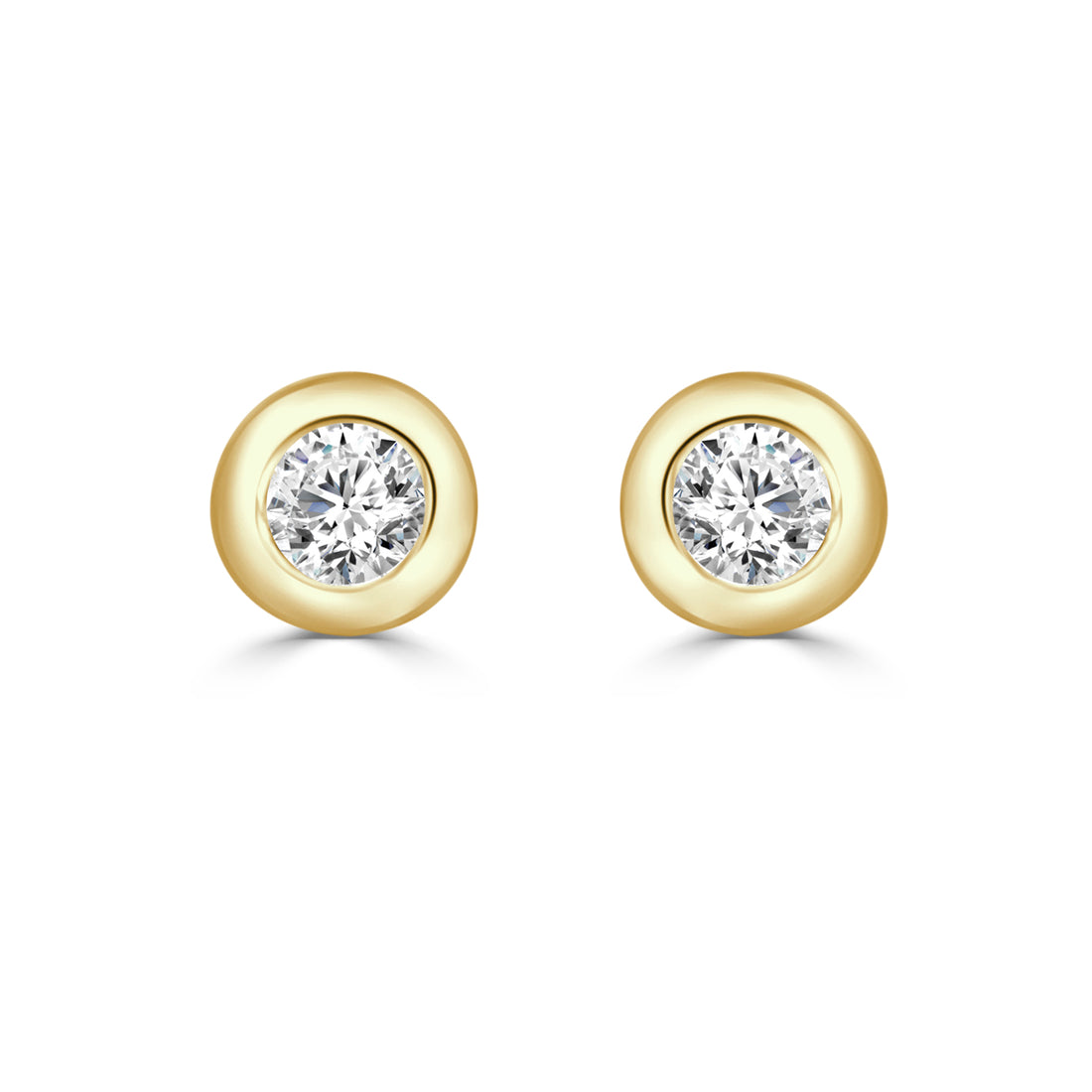 14K Yellow Gold Diamond Bezel Set Earrings with 0.20ct Natural Diamonds