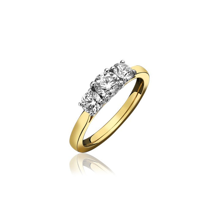 14K Yellow Gold Round Natural Diamond Engagement Ring with 0.46ct