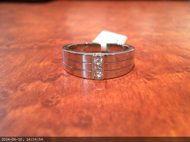 Three Stone Natural Diamond Wedding Band in 14 Karat White Gold - 0.25 Carat