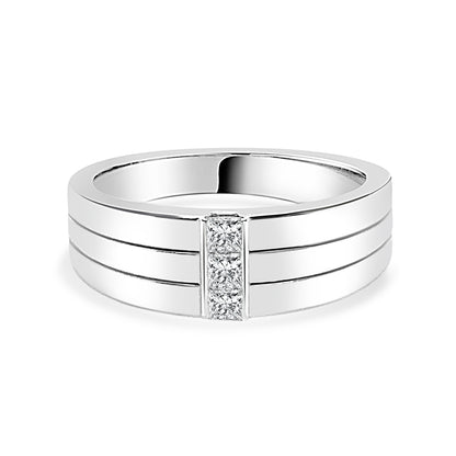 Three Stone Natural Diamond Wedding Band in 14 Karat White Gold - 0.25 Carat