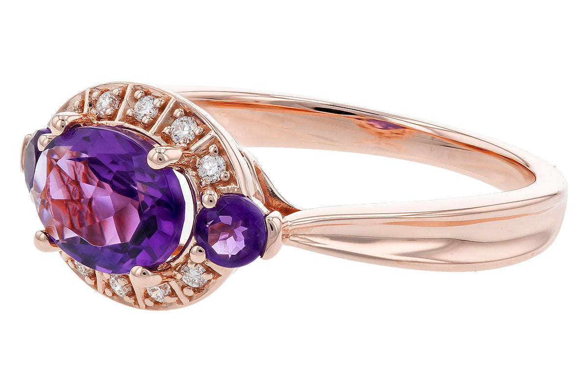 14 Karat Rose Gold Amethyst Ring - 1.32 Carat