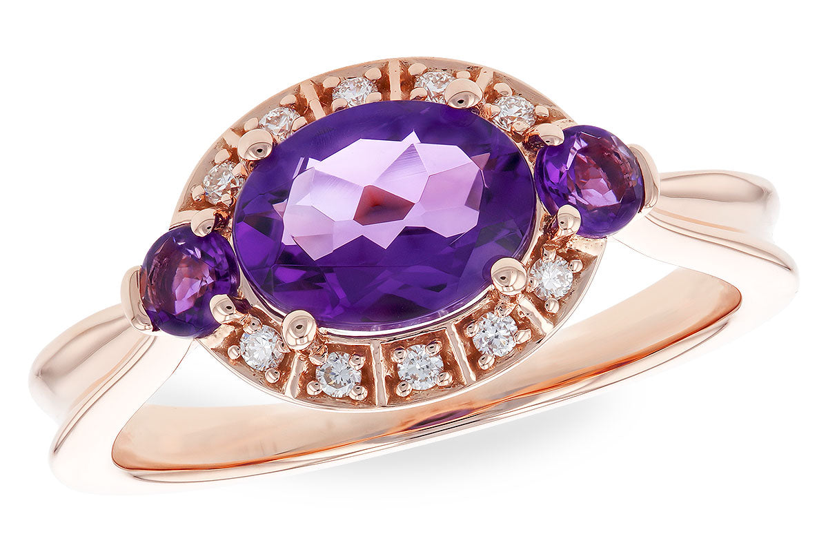 14 Karat Rose Gold Amethyst Ring - 1.32 Carat
