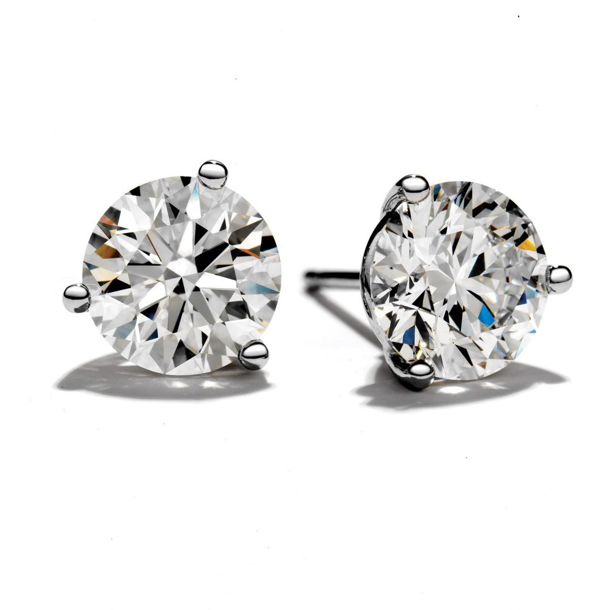 14 Karat White Gold Diamond Solitaire Studs