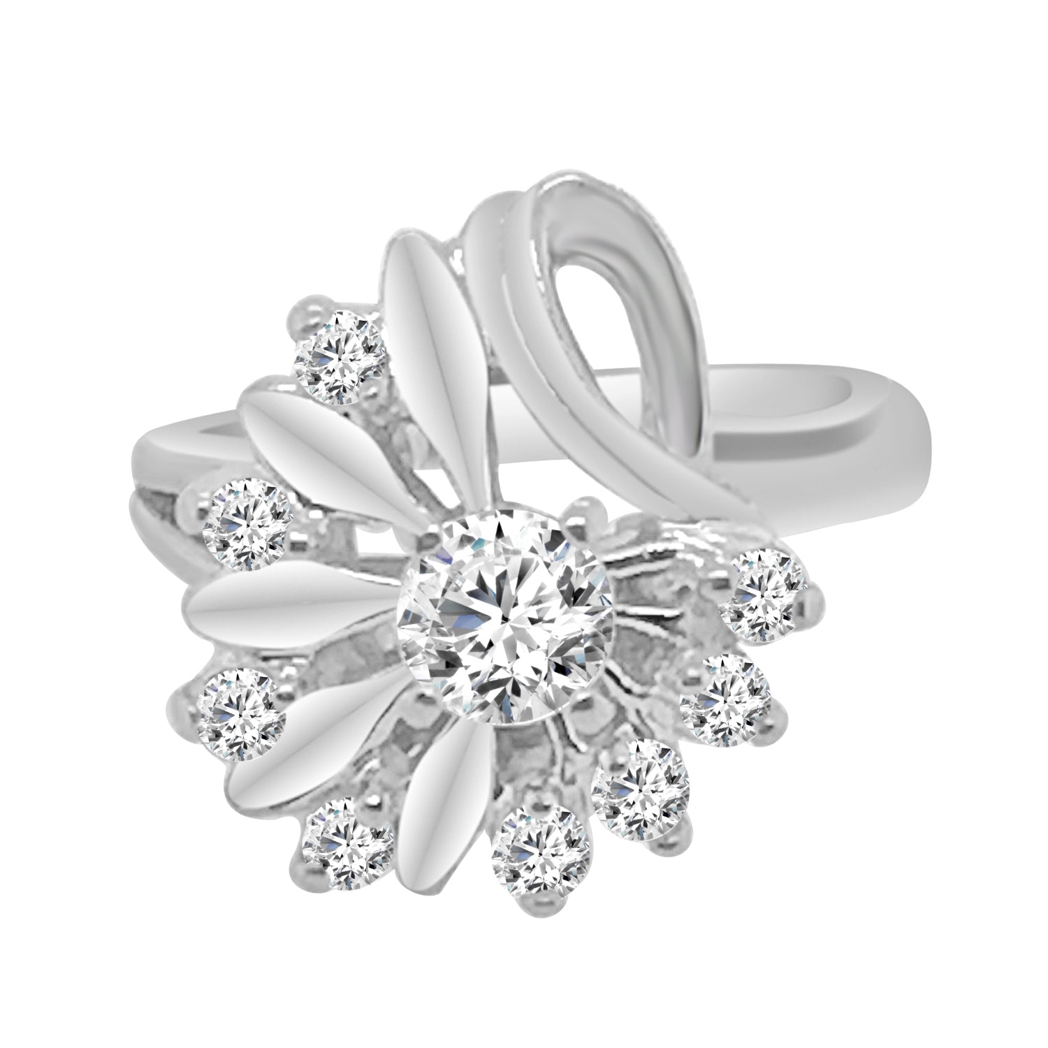 Estate Floral Spray Diamond Ring in 14K White Gold - Size 2.75, 0.40ct