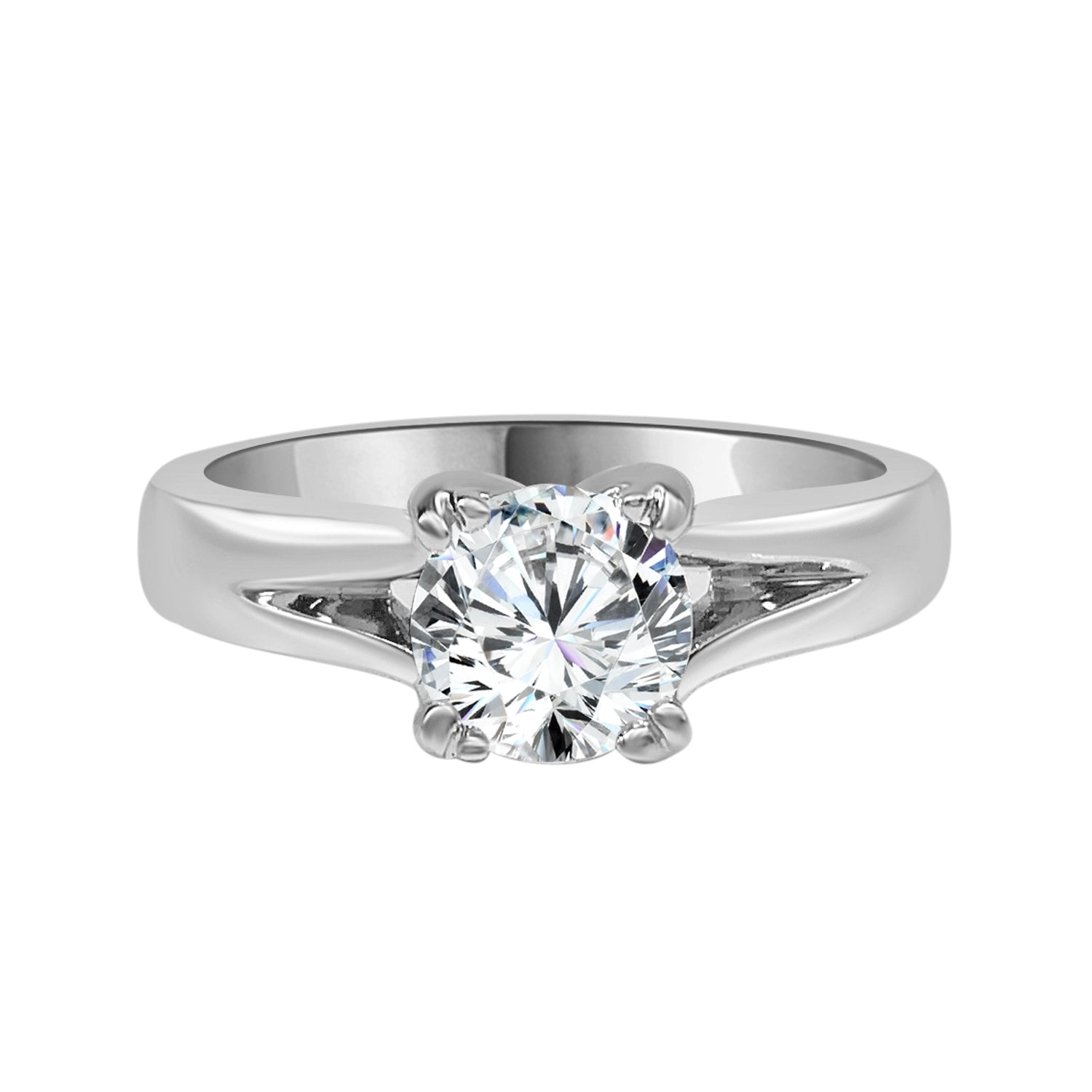 Diana Hof 18 Karat White Gold Engagement Ring with 0.81ct Round Natural Diamond