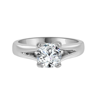 Diana Hof 18 Karat White Gold Engagement Ring with 0.81ct Round Natural Diamond