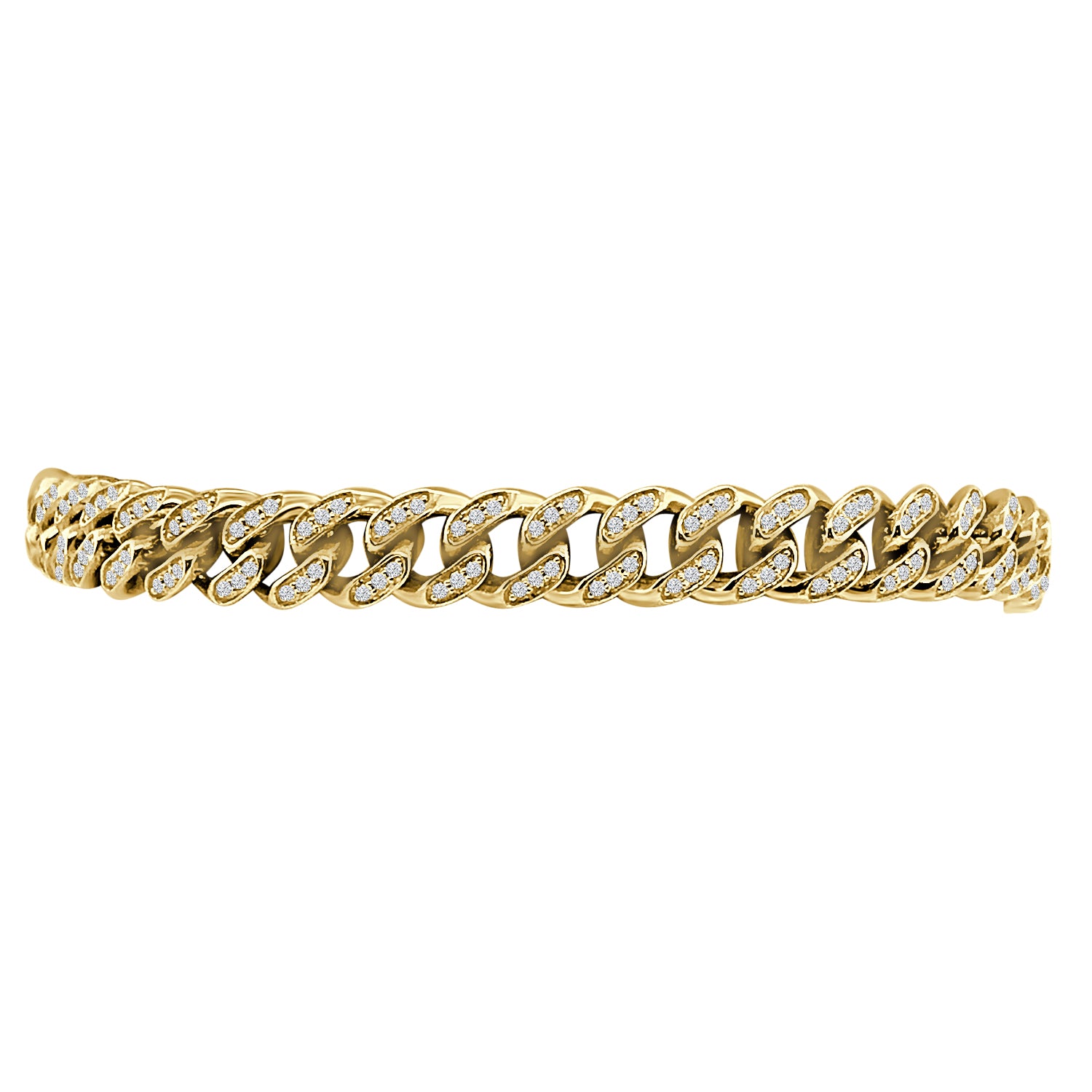 14K Yellow Gold Pave Bracelet with 1.59 ct Natural Diamond