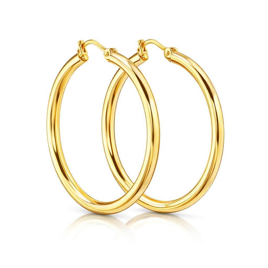 Polished Hoop Earrings in 14 Karat Yellow Gold