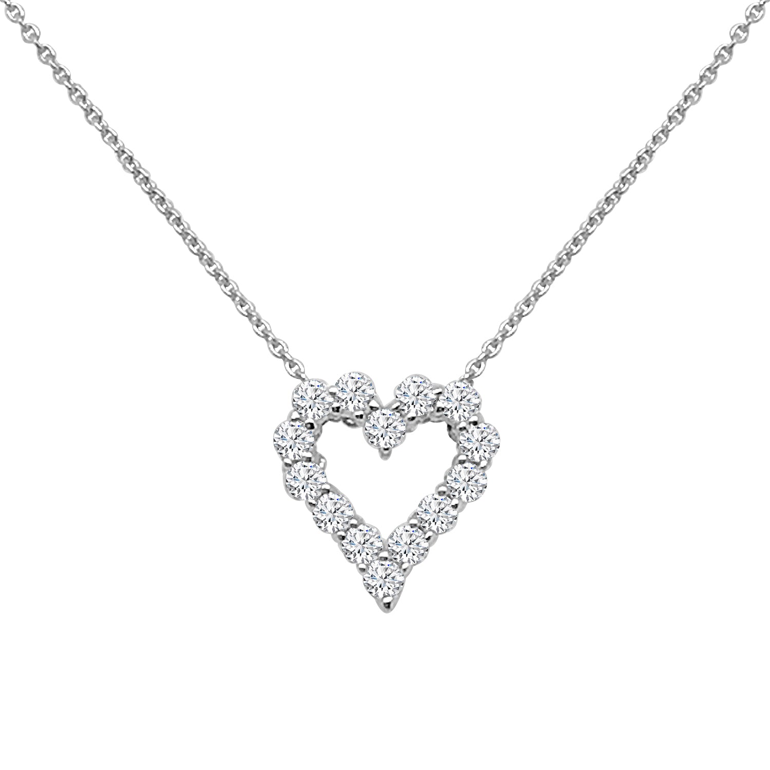 14K White Gold Shared Prong Diamond Necklace - 0.25 Carat Natural Diamond