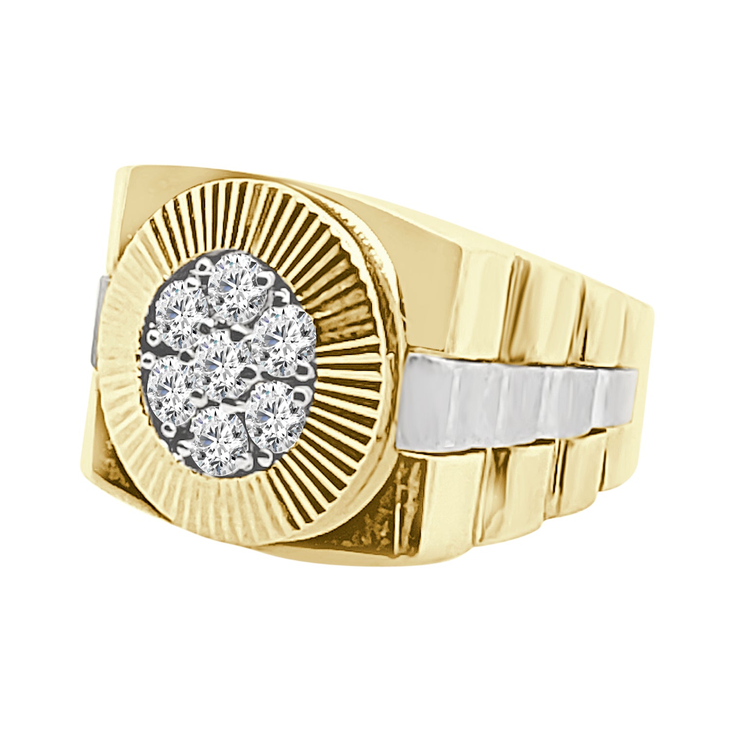 Two-Tone 14 Karat Diamond Cluster Ring with 0.96 Carat Natural Diamonds