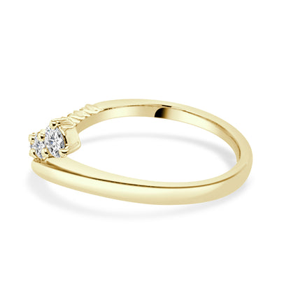 10K Yellow Gold Graduated Curved Diamond Ring with 0.40ct Natural Round Diamond