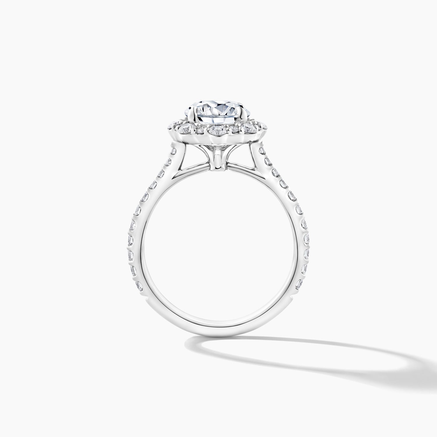 Platinum Halo Engagement Mounting with Tapered Diamond Band