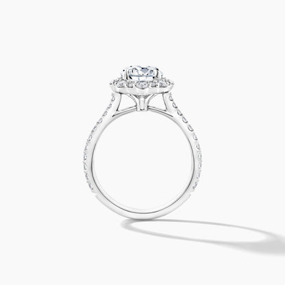 Platinum Halo Engagement Mounting with Tapered Diamond Band