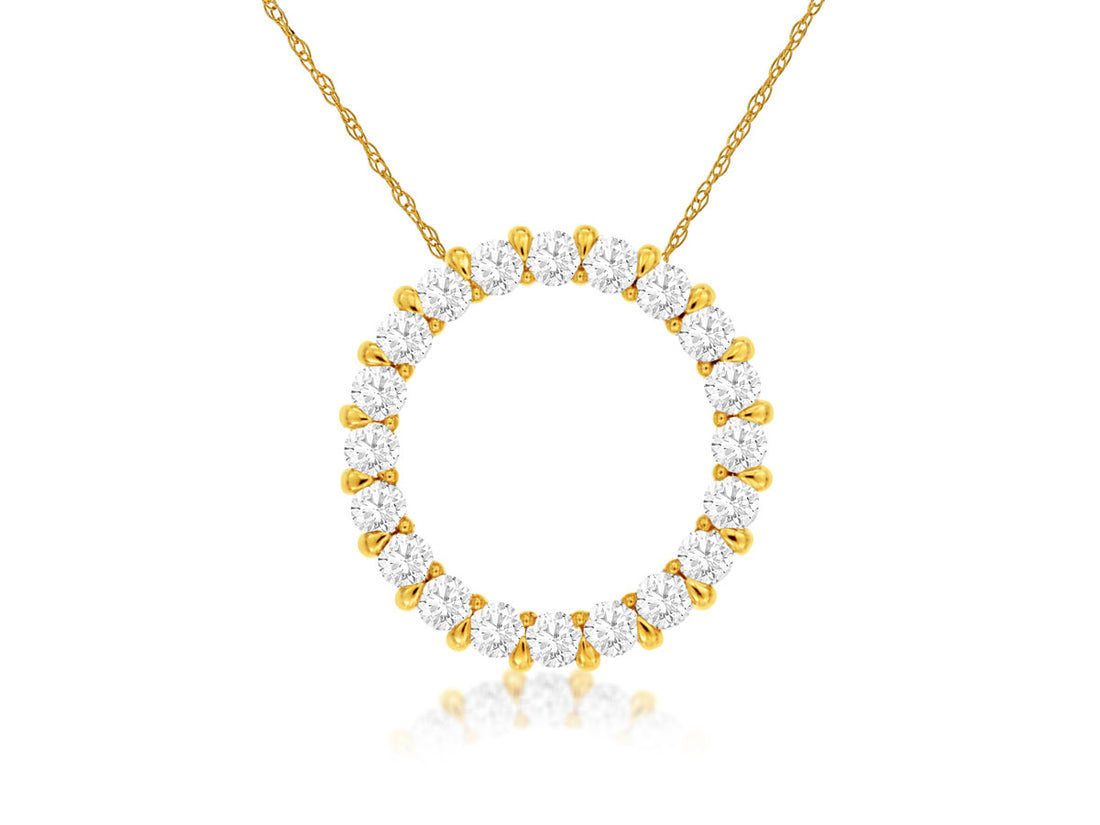 14k Yellow Gold Circle Necklace with Round 0.50ct Natural Diamond