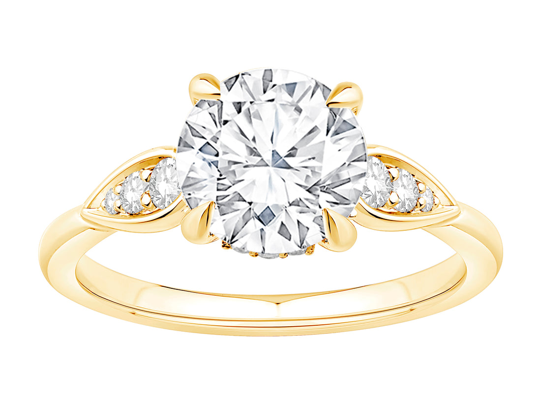 14K Yellow Gold Lab Diamond Hidden Halo Round Engagement Ring (2.00 ct)