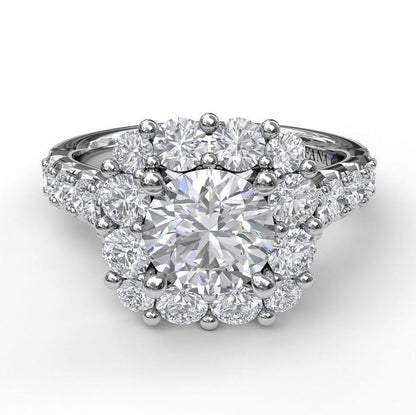 14 Karat White Gold Cushion Engagement Mounting