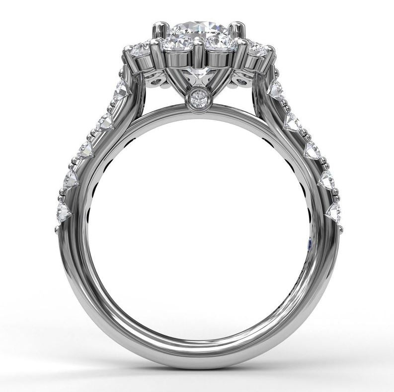 14 Karat White Gold Cushion Engagement Mounting
