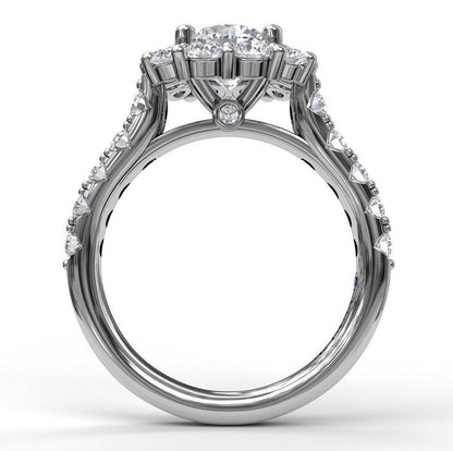 14 Karat White Gold Cushion Engagement Mounting