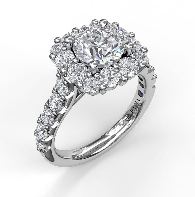 14 Karat White Gold Cushion Engagement Mounting