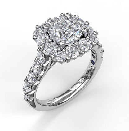 14 Karat White Gold Cushion Engagement Mounting
